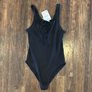 Zara Black Ribbed Bodysuit